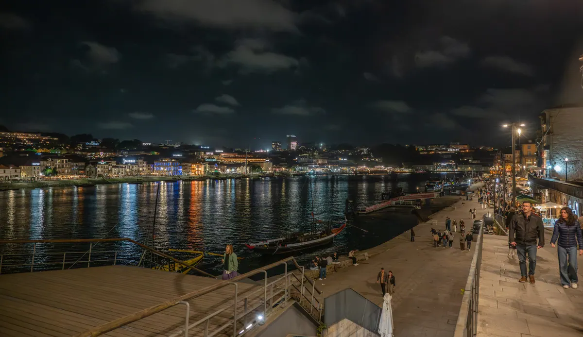 Quais de Ribeira à Porto et reflets nocturnes sur le Douro