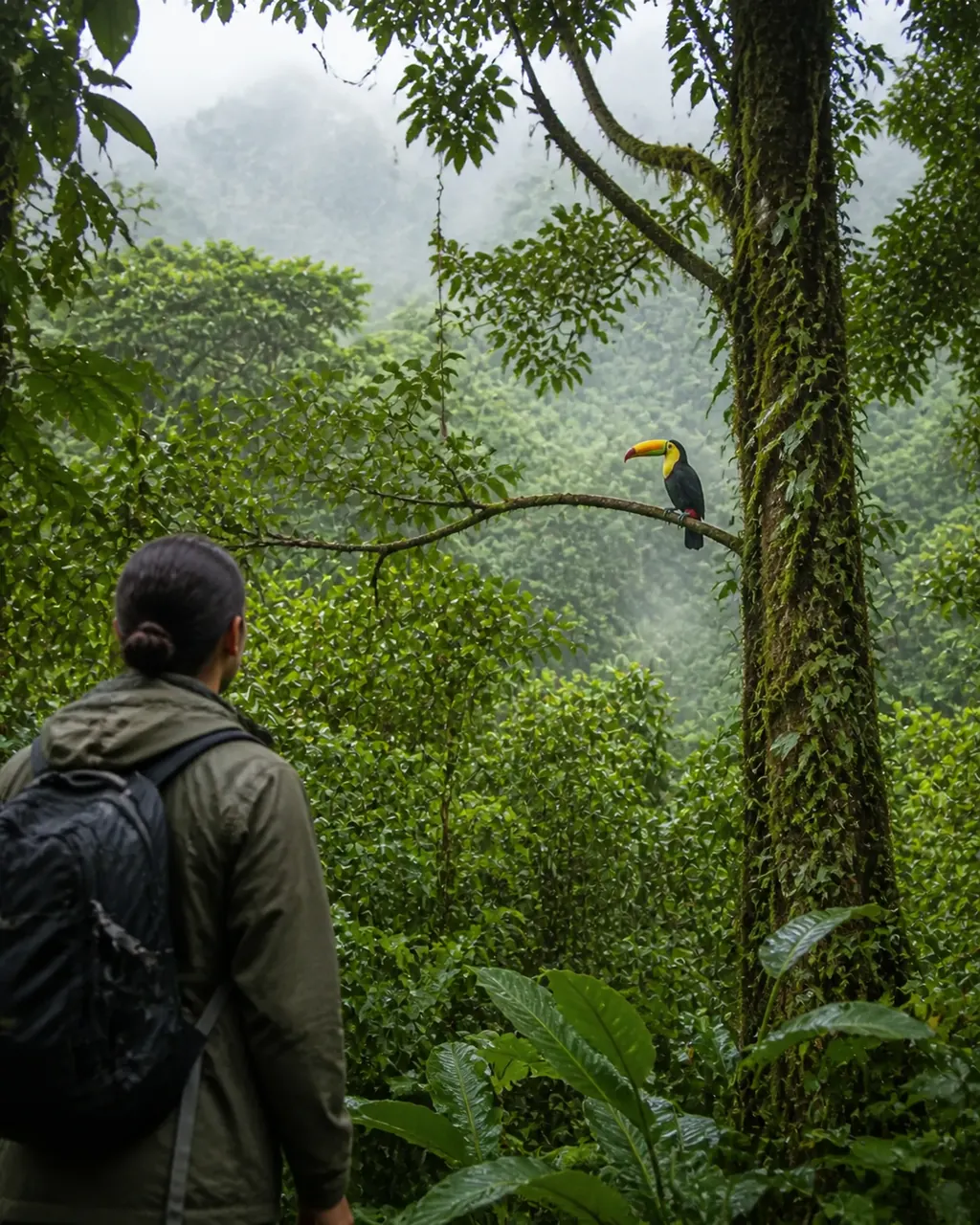 Passerelle dans une forêt humide du Costa Rica